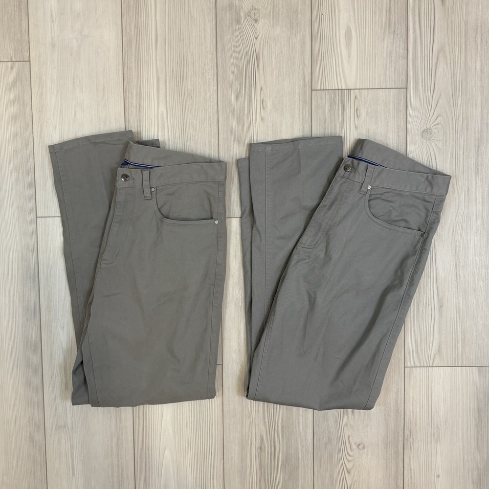 Lot Of 2 Mens Footjoy Straight Leg Grays Pants 33x32 Pockets